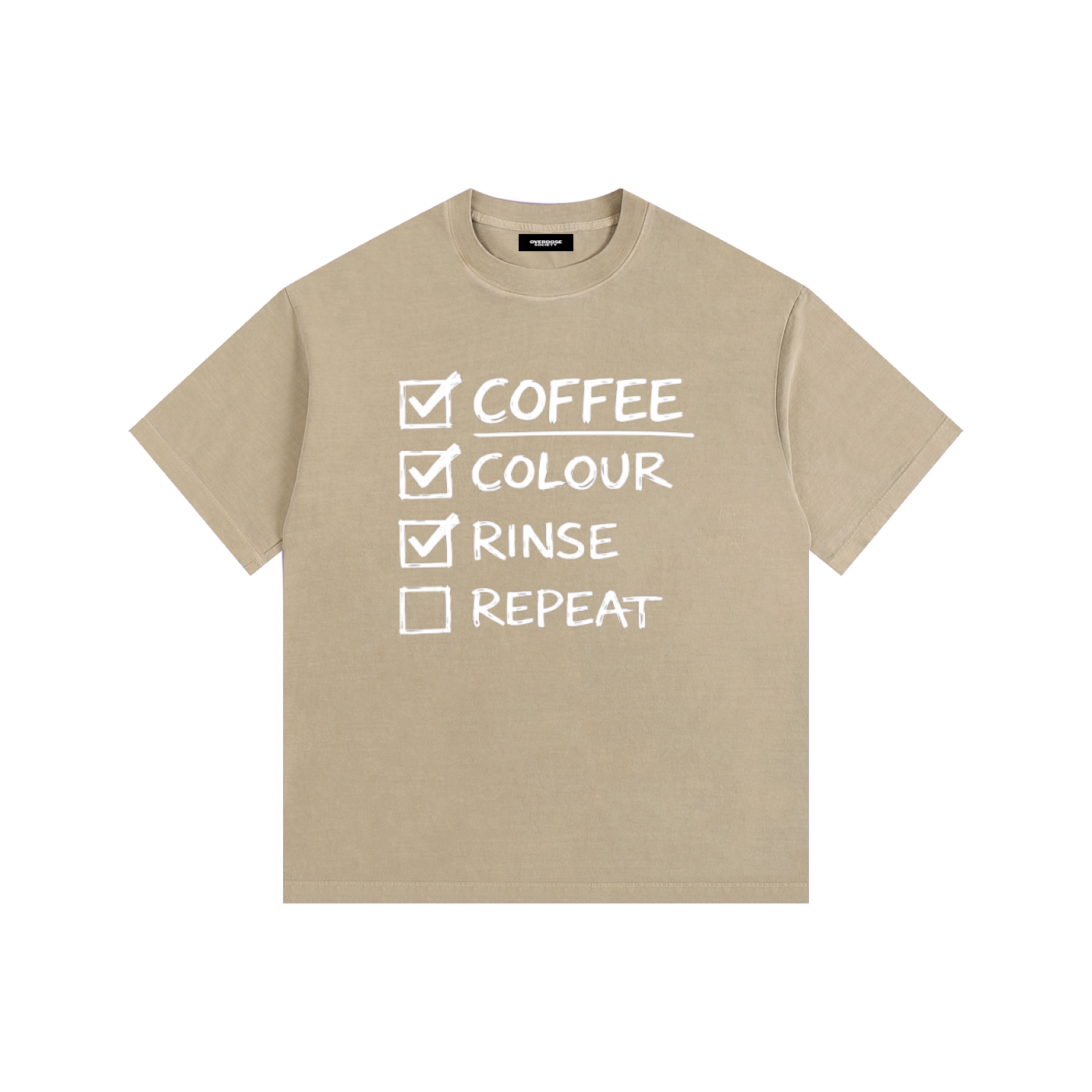 COFFEE Vintage Washed Oversized Cotton T-Shirt
