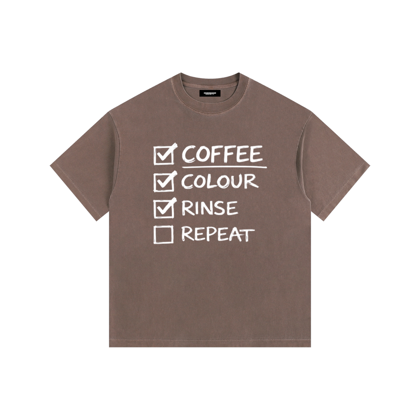 COFFEE Vintage Washed Oversized Cotton T-Shirt