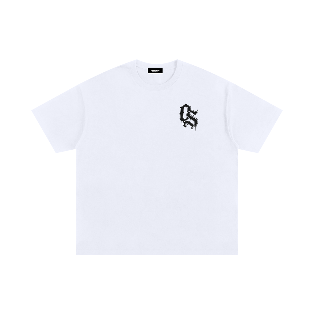 White OG Chest logo  Oversized Cotton T-Shirt