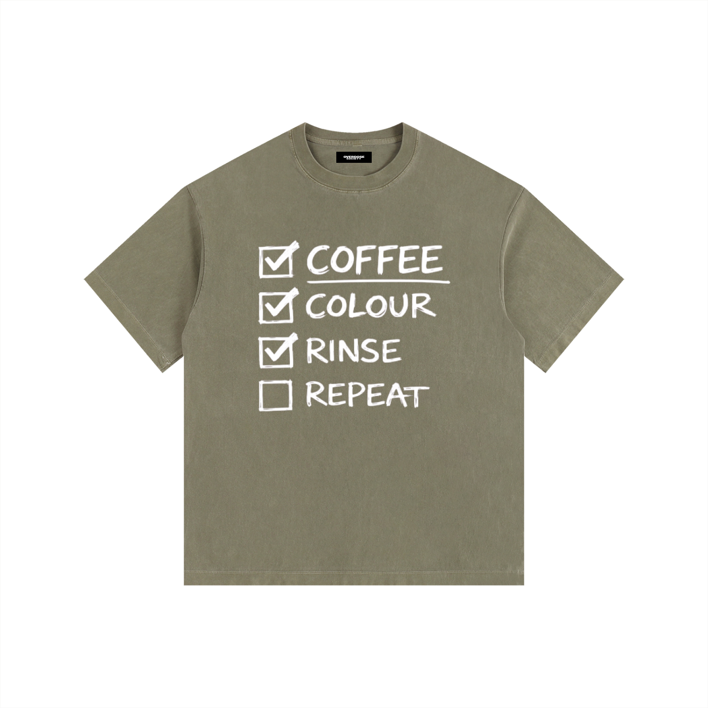 COFFEE Vintage Washed Oversized Cotton T-Shirt