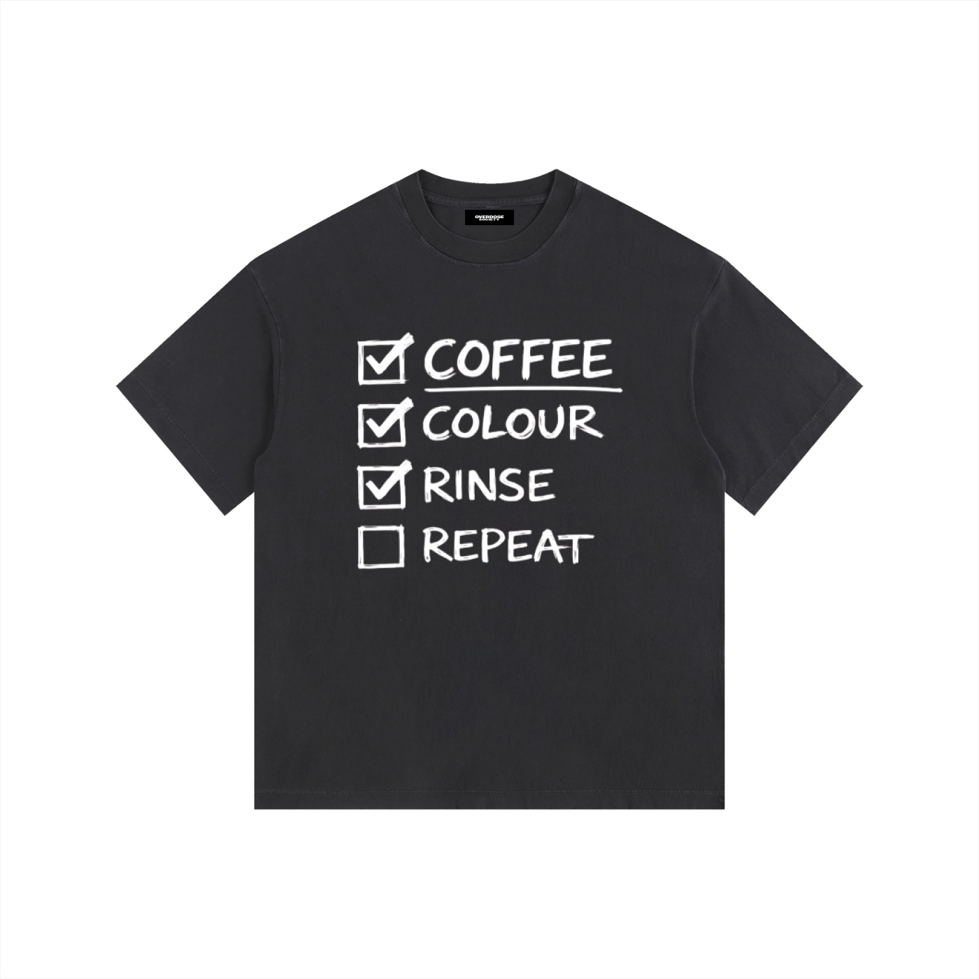 COFFEE Vintage Washed Oversized Cotton T-Shirt